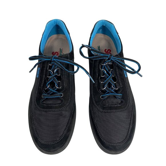 SAS Womens Black Sporty Lace-Up Walking Shoes Blue Accents Tripad Comfort SZ 9S - Picture 2 of 9